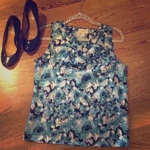 Loft floral blue sleeveless top